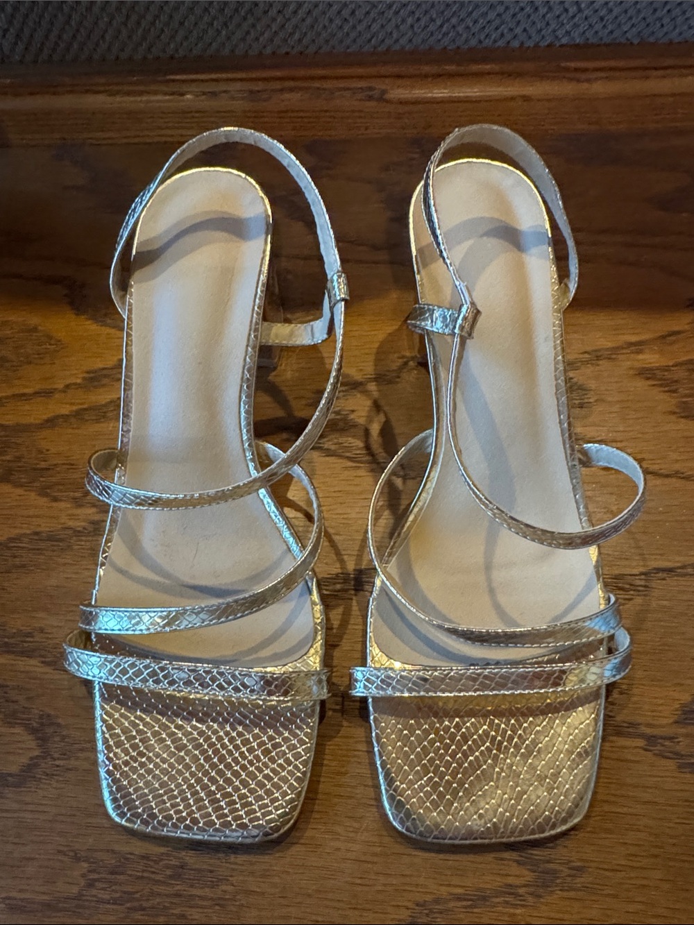 Gold Strappy Women's Sandals